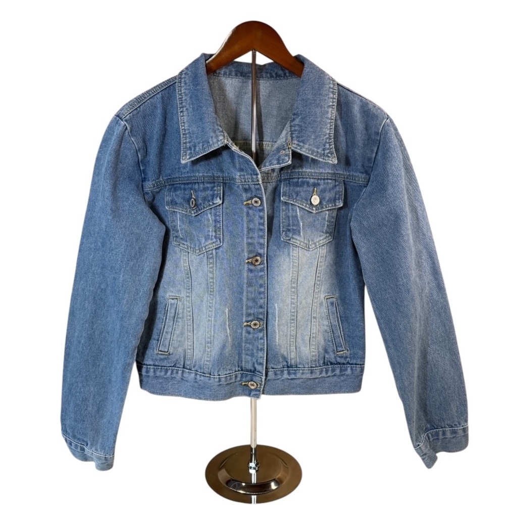Classic Cut Stone Wash Jean Jacket Blue Size Medium
